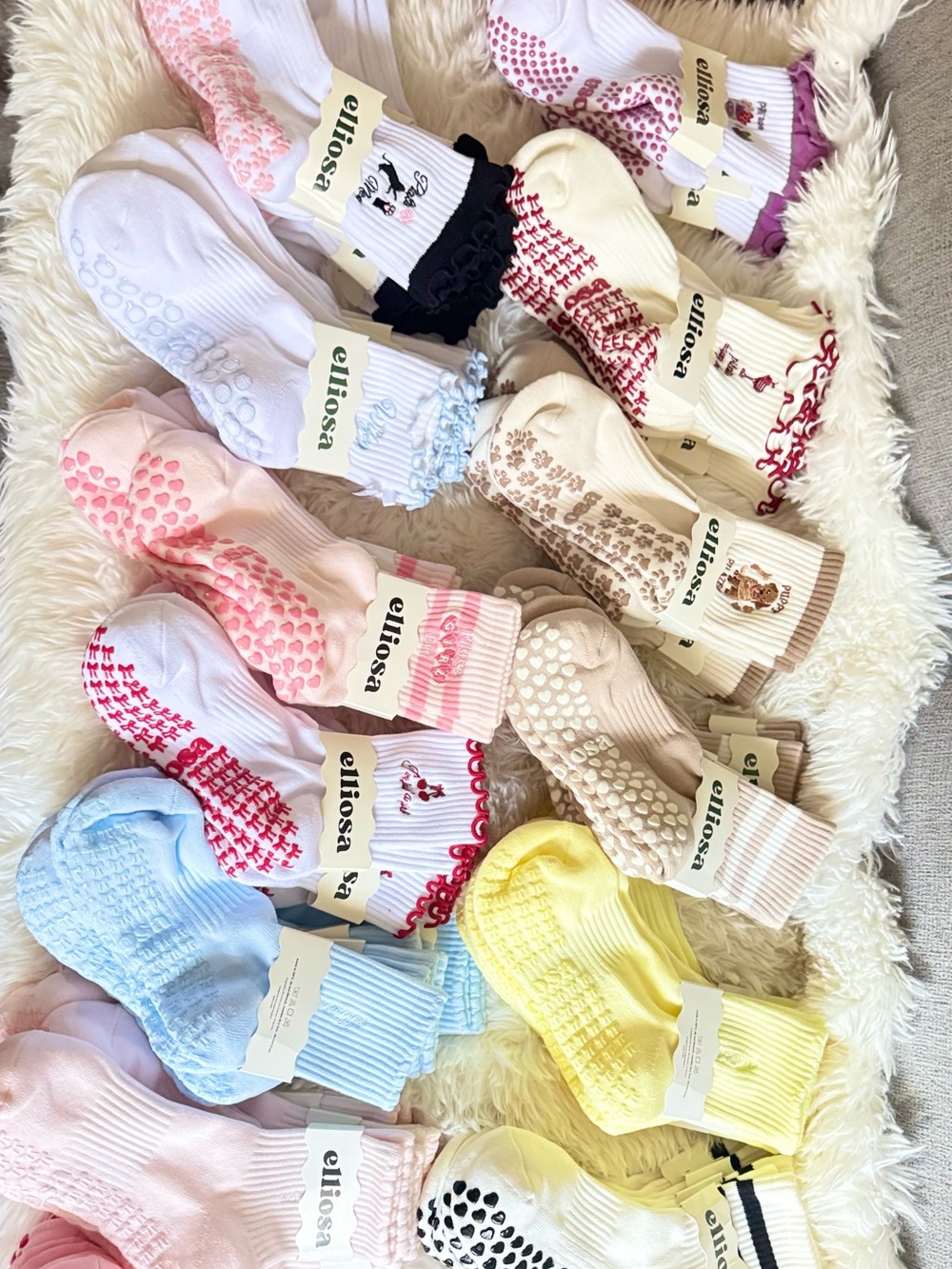 Elliosa Girls Non-Slip Ankle Socks - Pastel Multi Pack